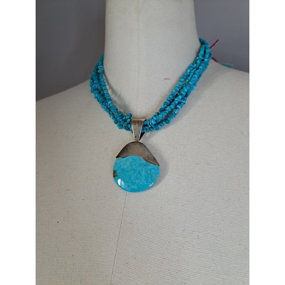 Necklace, Turquoise Stone Necklace, Elegant Vintage Turquoise Chip Necklace, Thr